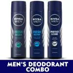 NIVEA MEN Deodorant Combo, Fresh Active, Fresh Ocean, Protect & Care, 150 ml (Pack of 3)