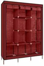 TINNITUS Kumaka Micro Fiber Brown Do-It-Yourself 8-Shelves Collapsible Wardrobe(Brown)