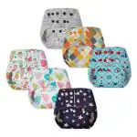 BASIC by SuperBottoms EASY Adjustable, Washable and Reusable Freesize Cloth Diapers Without Inserts (Pack of 6)