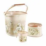 Nayasa Marble Bathroom Set, Set Of 3 (25 Litre Bucket + 1500 ML Mug + Stool) Best Quality Of Plastic Bathroom Set, Ideal For Home & Office, Large, Cream