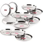 HAZEL Steel Plates For Lunch |Plates Set Steel For Dinner | Steel Dinner Plates Set, 26.8 cm, Set of 12