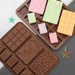 BAKEMO Silicone Chocolate Moulds for Chocolate Making, 9 in 1, Heart Break-Apart Chocolate Bar Shape Silicone Tray Mould for Making Fondant, cake decoration (Pack of 1)