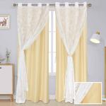 Jvin Fab Gold, White Cotton Curtains