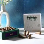Triveni Organics Desi Gir Cow Dung Dhoop Cones Combo- Pack of 4, Natural Incense Cones | Long Lasting Natural Fragrance Cone Dhoop for Puja and Meditation Oudh Cone Dhoop 120 Pieces with 4Holder