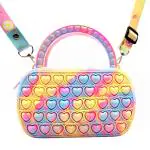 Kiditos Pop It Bag Purse Hand Bang & Sling Bag for Women, Girls & Kids with Adjustable Strap Party Favors Picnic Bag Stress Relief Fidget Toy, Multi