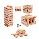 Enorme Jenga 48 Pcs Wooden Blocks with Numbers and 4 Dices Building Stacking and Balancing Toy