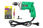 KHADIJA Powerful Simple Electric Drill Machine 10mm with 13 HSS Drill Bits & 1 Masonary Bit