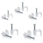 Hi-Plasst Combo Round Cable Wire Clips For Cable Management Of Electrical Ethernet Dish Tv Speaker Wire And Cord Tie Holder 4mm , 6 mm , 8 mm , 10 mm , 12mm