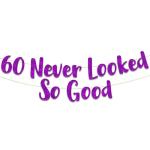 Festiko 60 Never Looked So Good Purple Glitter Banner 60th Birthday Decorations And Supplies