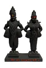 Sai Amrut Black Resin Polyresin Vitthal Rukmini Stand Idol