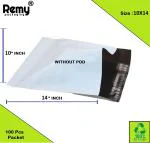 REMY PACKAGING 10X14 INCH Tamper Proof Courier Bags Poly Mailer Envelopes Pouches Cover 55 MICRON 100 PCS Packet (White & Black)