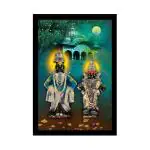 Dharvika Innovations Multicolor Vinyl Lord Vitthal Rukmini Photo Frame Big Size, 11 X 14 Inch