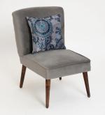 CRAFT PARADISE Adalira Velvet Slipper Chair In Grey Colour by Craft Paradise