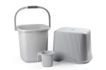 Nayasa Square Ribbed Funk 3 Pcs Bathroom Set (Bucket 25L+Mug 1.5L+Stool) (Light Grey)