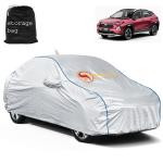 Automozexo Waterproof Car Cover for Toyota Taisor with Antena, and Mirror Pocket Anti Dust, Waterproof, Triple Stitched Fabric with Pipein Design, Elastic Hem Car Body Cover for Toyota Taisor