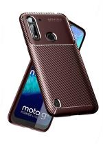 Golden Sands Motorola G8 Power Lite Back Cover Drop Tested Shock Proof Slim Armor Aramid Carbon Fibre Rugged TPU Case for Moto G8 Power Lite, Coffee Brown