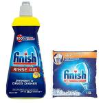 Finish Dishwasher Rinse aid Lemon 400ml and Dishwasher Salt 1KG Combo