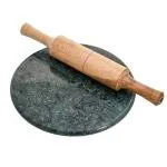Whinsy Indian Green Marble Roti Maker with Wooden Belan/Green Marble Chakla /Rolling Board (Green Chakla)