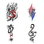 Temporary Tattoowala God Om Colour Trishul Ganesha ji Pack 4 Temporary Tattoo Spiritual (2x4 inch)