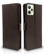 Balkans Realme C35 Flip Cover | PU Leather Finish | 360 Protection | Wallet & Stand | Strong Magnetic Flip Case for Realme C35 (Coffee)