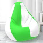 Biggie Bean Bag with Beans Filled - Size : 2XL - Bean Bag with Beans - Designed by : ScottyTravis London - Color: Parrot Green White - Best Bean Bag for Living Room - Pre-filled with Beans - Ready to use