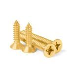 RELY (Pcs-50) #8x32 mm CSK Phillips Head Screws Brass Golden Polished | High Tensile Csk Head Screw for Fixing Wood, Plywood, Plasterboard