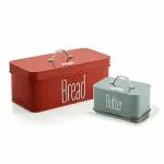 NORIDY Bread Butter Box Set | Bread Box And Butter Dish Combo | Bread and Butter Storage Box For Kitchen, Food Grade Material, Galvanized, Pack of 2 pcs