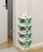 COZIECLOS Multi-Purpose Stackable Shoe Rack Adjustable Slots, Stylish Shoe Storage Organizer for Bedroom and Entryway - Easy Assembly, Durable Home Stand for Footwear (5 Tier Shoe Organizer Stand)