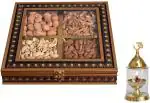 Food Library The Magic of Nature Cashews, Almonds, Raisins, Apricots Luxury Diwali Dry Fruits Gift Hamper With Free Brass Akhand Diya, 500 G (Pack Of 1)