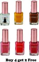 Oshea Herbals New Nail Enamel Range- 1 Buy 4 Get 2 Free 60ml I Combo Pack