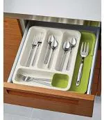 Ketzshop Kitchen Spoons Organizer Tray - Utensil Holder with Adjustable Dividers, Wooden and Plastic Spoon Storage, Cutlery Organizer for Deep Drawers [PACK OF 1 ]
