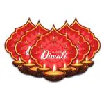 Festiko 6 Pcs Happy Diwali Cards, Message Card For Diwali Red