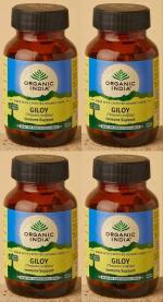Organic India Giloy (Tinospora Cordifolia) Veg Capsule Ayurvedic Medicine (4 Packs, 60 Veg Capsule in Each Pack)