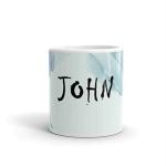 Rish John Name Theme Printed Light Blue Ceramic Coffee Mug, 350 Ml