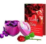 Midiron Valentine’s Day Gift Pack | Lovely Gift for Girlfriend, Wife, Husband, Boyfriend Him/Her | Beautiful Chocolate Gift for Valentine’s Day, Birthday, Anniversary (Artificial Rose, Greeting Card and Chocolate Box)