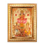 Hawai Ganesh Laxmi Saraswati Gold Plated Wooden Wall Hanging Photo Frame for Worship Use SFDI161GLDFRM
