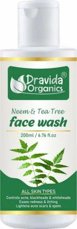 Dravida Organics Anti-acne Neem with Tea Tree Essential Oil and Neem Leaf Extracts All Skin Type 200 ml