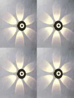 GROEIEN 12 (Pack of 4) Watts LED Round Shape Six Way Indoor Outdoor Waterproof Wall Light (Warm White) (4)