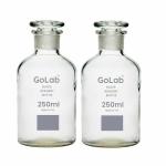 GoLab Laboratory Premium Calibrated Borosilicate Glass Reagent Bottle with Solid glass Stooper (250 ML) CAPACITY- (pack of2)