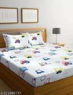 Akshya Queen Kids Double Bed White Bedsheet with 2 Pillow Covers