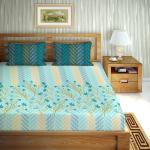 Bella Casa 180 TC Super King Size Cotton Teal Colour Bedsheet with 2 Pillow Covers (OSC3218)
