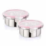 SYGNIUS Click and Seal Lock Stainless Steel Storage Air Tight Container - Pack of 2 (250 ML)