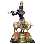 ROYALSTUFFS Cow Krishna Statue 25 Inch, Large Brass Krishna Idol/Standing Krishna Idol/God of Love/Hare Krishna Idol/Narayana Idol/Lord Vishnu,Weight:23.5 Kg