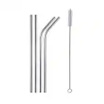 Mapperz Stainless Steel Straws for Drinking with Brushes Reusable Stainless Steel Straw with Cleaning Brush Long Metal Straws For Drinking Set Of 5 (2- Bend Pipe 2- Long Straw,1 cleaning Brush,Silver)