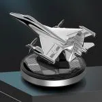Elegant Lifestyle Solar Car Air Freshener Fighter Perfume Dashboard Airplane Aroma Car Air Purifier Decorative Showpiece - 10 cm (Plastic, Black, Silver) (Silver)