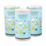 Ocko Non-Woven Fabric Multi-Purpose Kitchen Swipe Rolls | 50 Pulls Per Roll (Multicolor, Pack of 3)