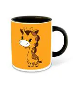 Whats Your Kick Kids Animal Cartoon Design Printed Black Ceramic Coffee Mug 325 ML