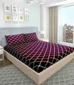 Bunkin Brown Printed Microfiber Double Bedsheet With 2 Pillow Covers (144 Tc)