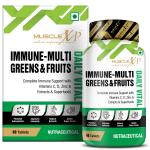 MuscleXP Immune-Multi Greens & Fruits - Complete Immune Support with Vitamin C, D, Zinc & Extracts & Superfoods, 60 Tablets