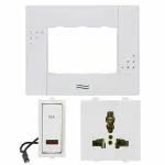 CONA Combo Set of STATUS-Switch, Socket and 3M Modular Plate- 9386-1 Way Modular Switch 16A White,9506-3Pin Universal 6/16A Socket Amperes White and 10301-Solo 3 Modular Plate for Home,Office,Shop,etc
